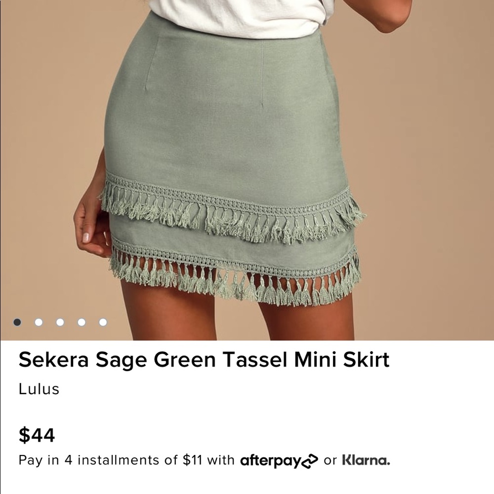 Lulu’s Green Tassle Mini Skirt